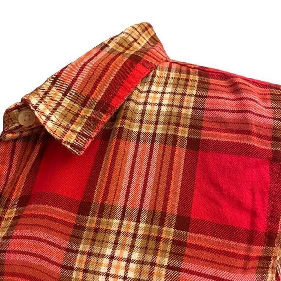 Old Navy Red Plaid Long Sleeve Flannel Button Down‎ Top Sz M - Picture 5 of 13